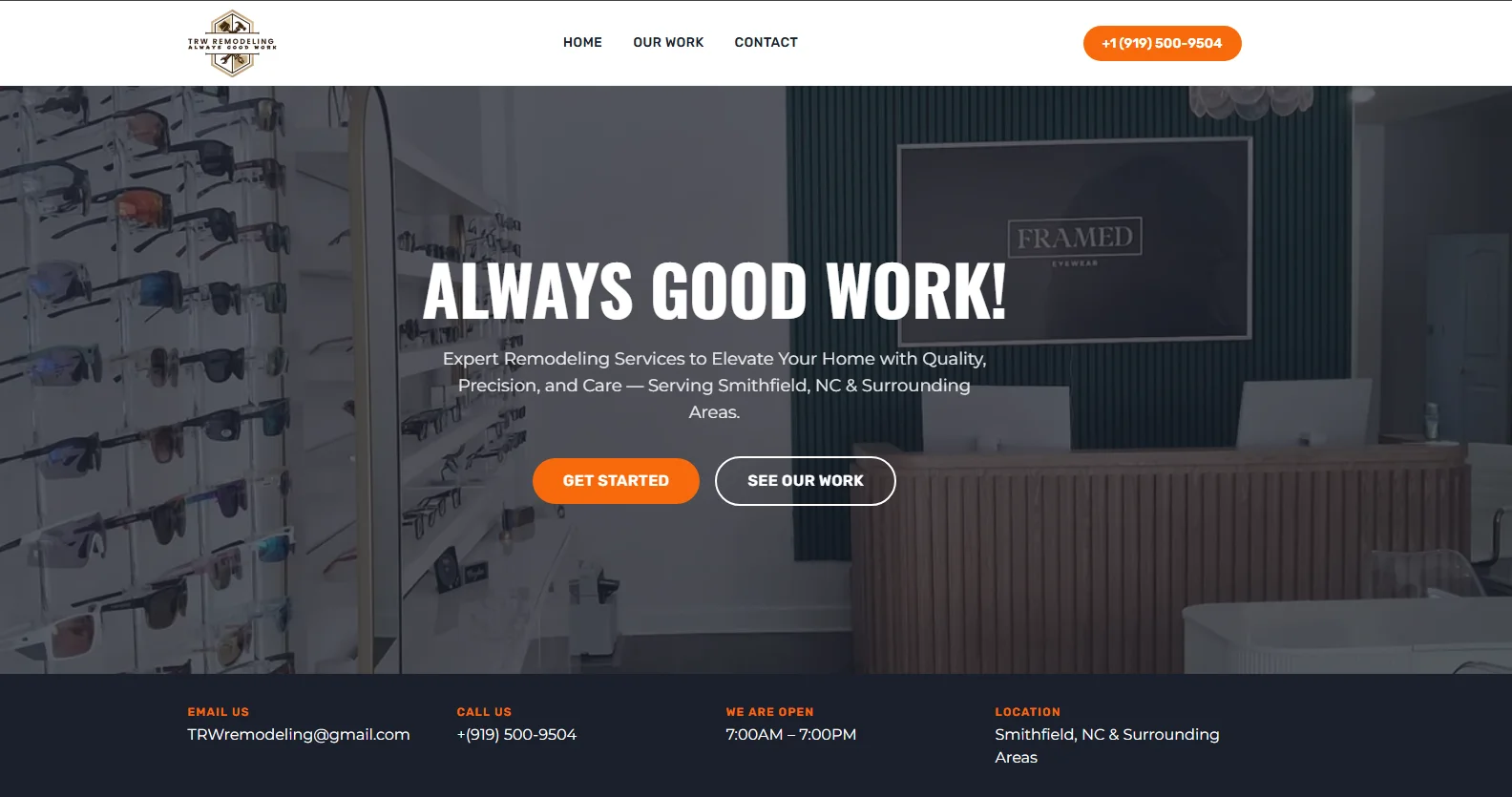 Screenshot of the TRW Remodeling website