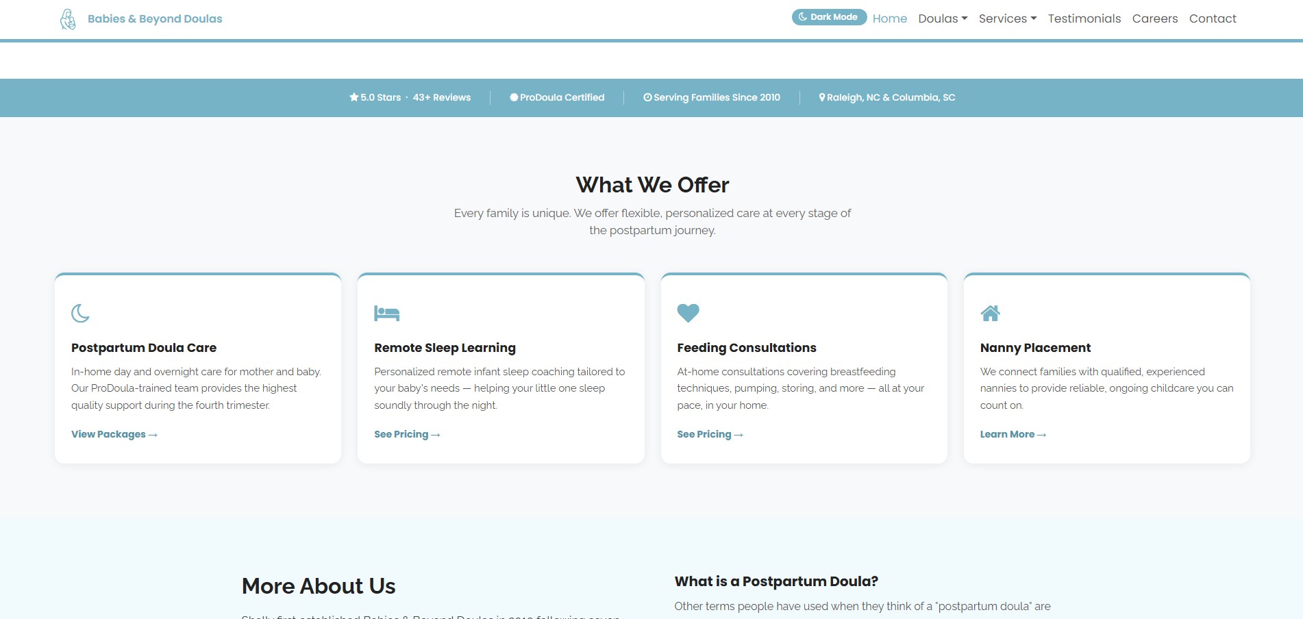 Screenshot of the Babies and Beyond website