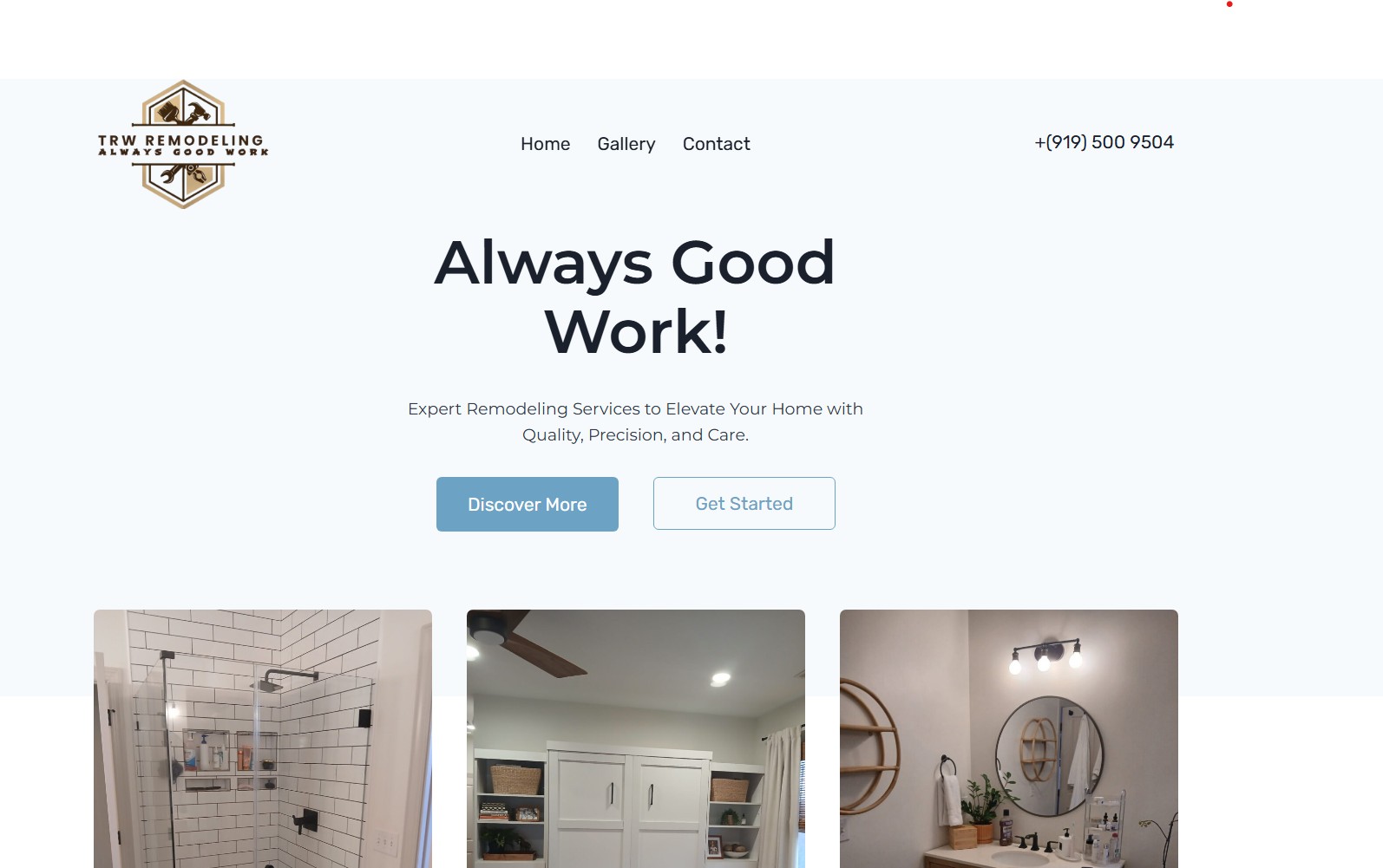 Screenshot of the TRW Remodeling website